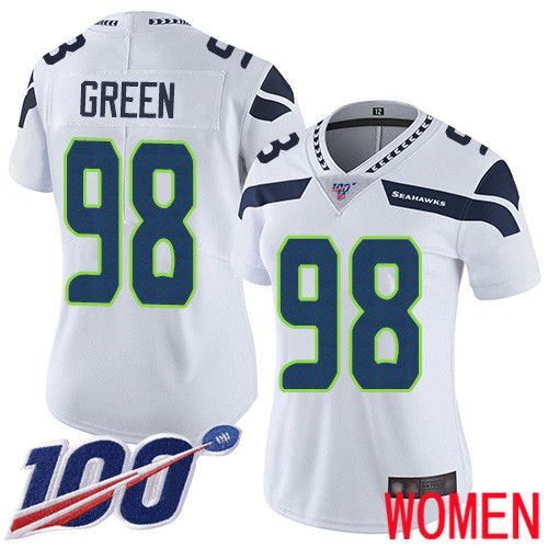 Seattle Seahawks Limited White Women Rasheem Green Road Jersey NFL Football #98 100th Season Vapor Untouchable